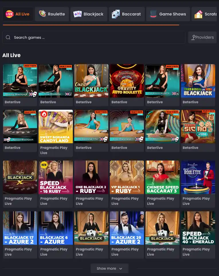 Games with Live Dealers